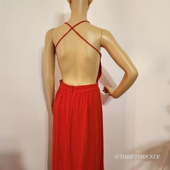 Lulu's exclusive rooftop garden backless bright red dress - Picture 5 of 9